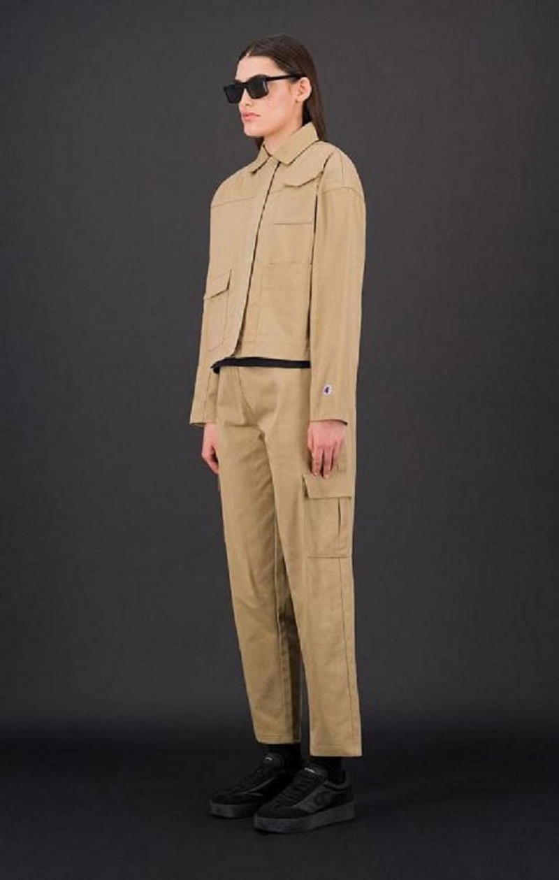 Dámské Bundy Champion Military Inspired Cropped Jacket Světle Hnědé | 1679-YFHWC