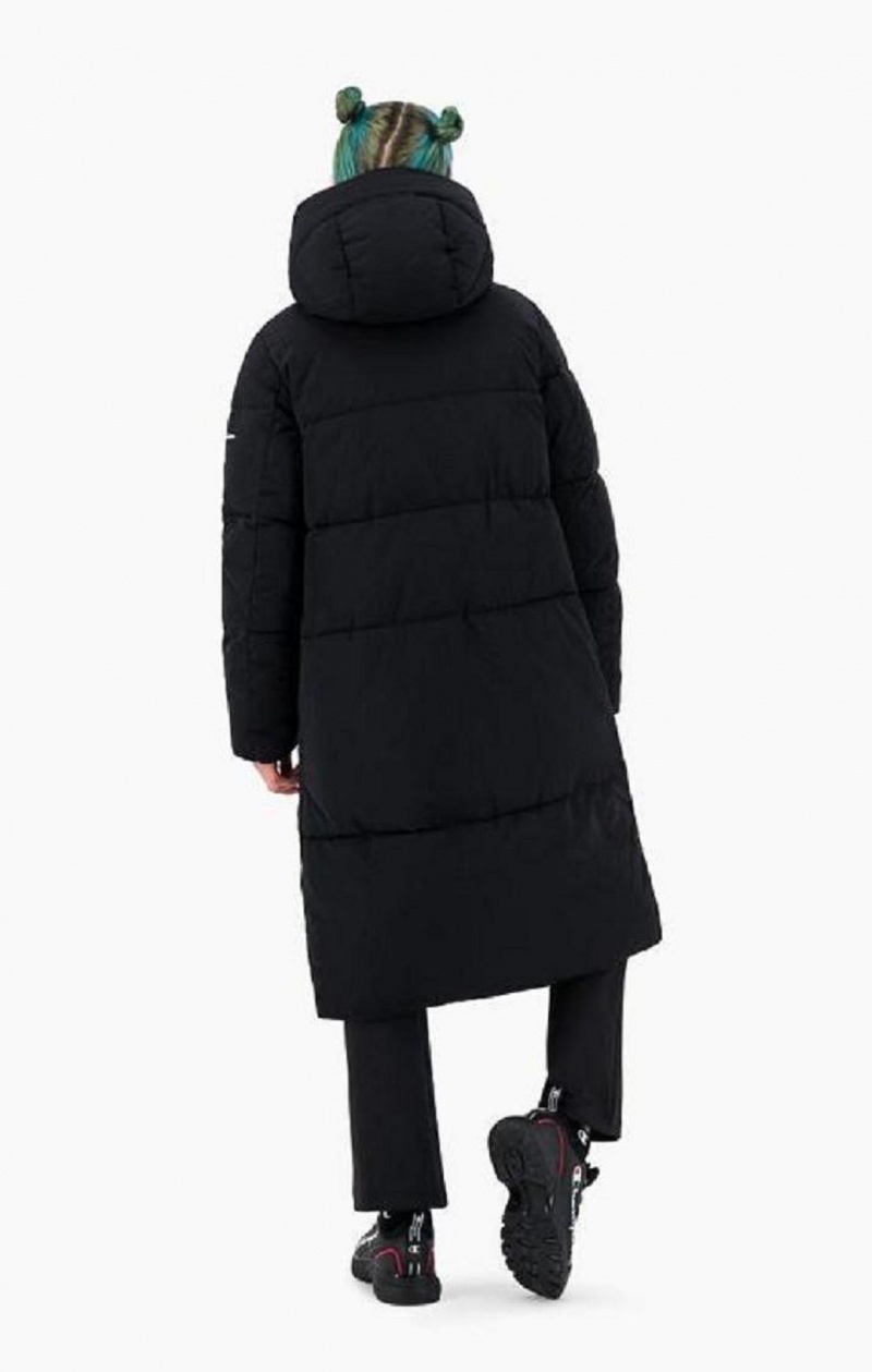 Dámské Bundy Champion S Kapucí Long Parka Coat Černé | 1290-EVYZI