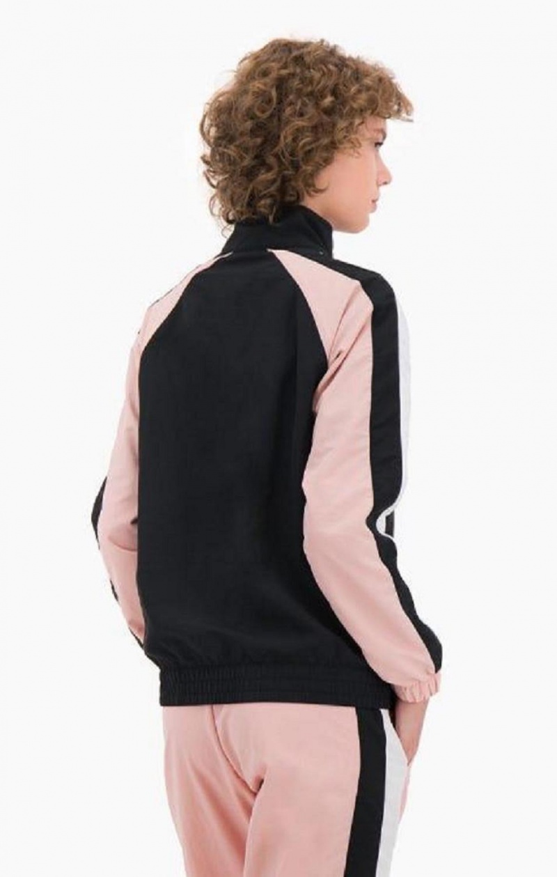 Dámské Bundy Champion Two Tone Stripe Seam Track Jacket Černé Růžové | 9680-HWBDT