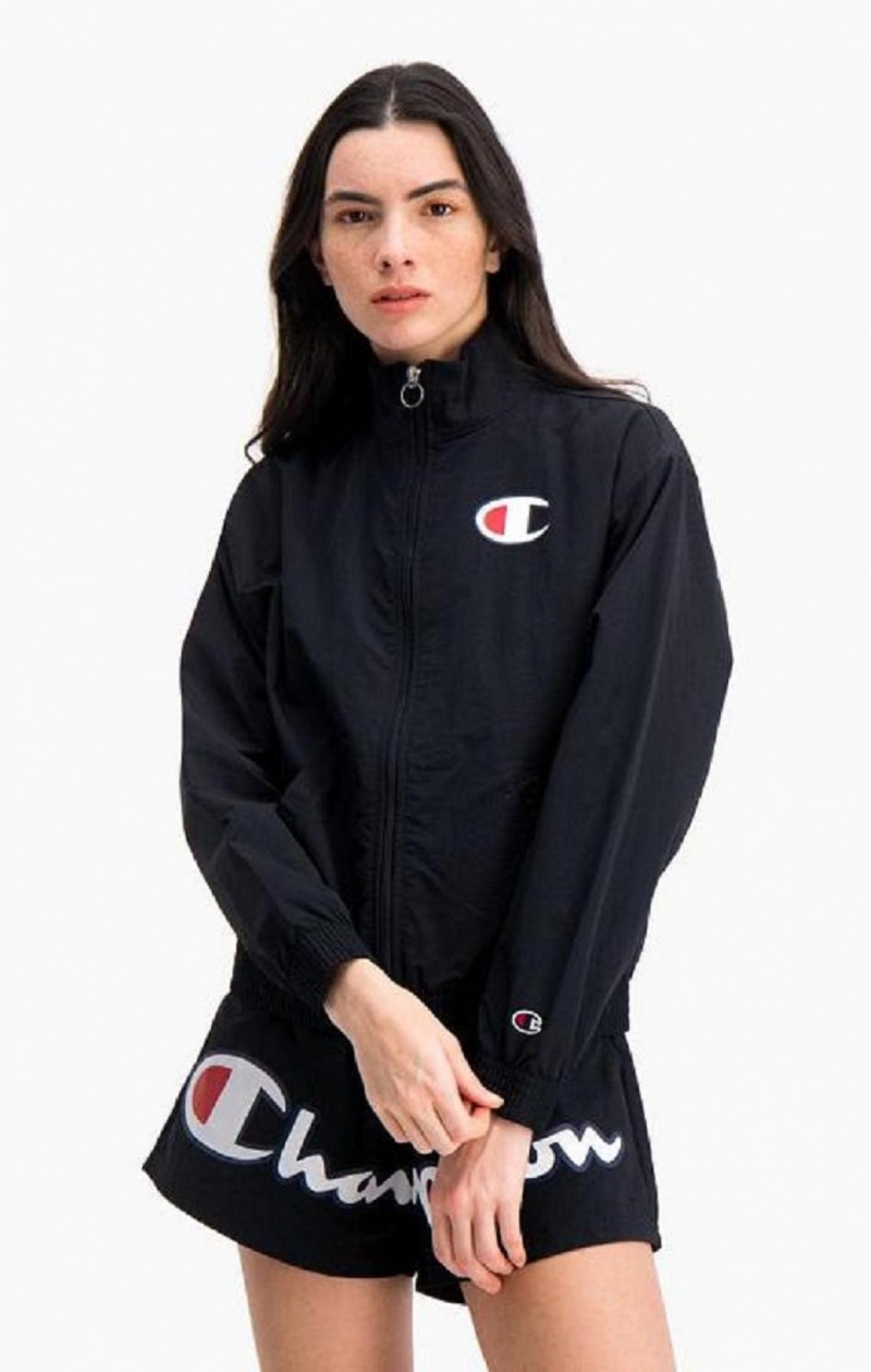 Dámské Bundy Champion Vody Repellent Zip-Through Track Jacket Černé | 6731-AGHTM