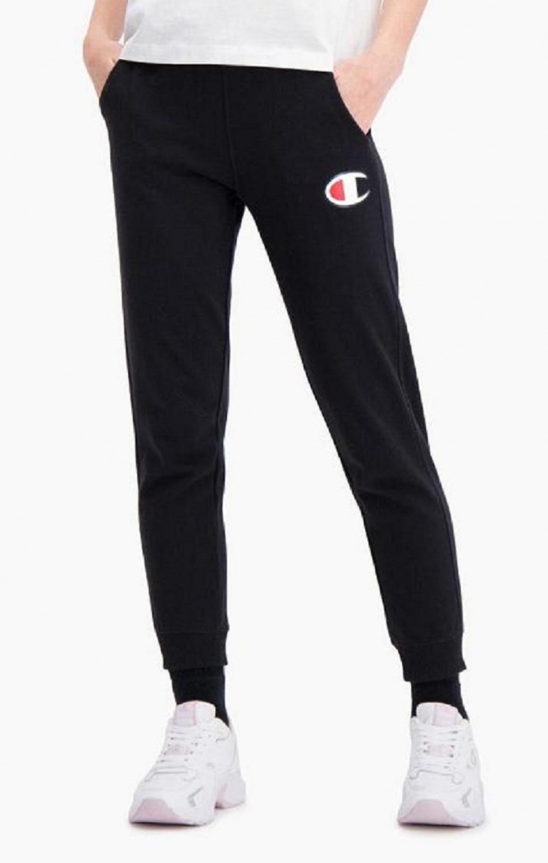 Dámské Jogger Kalhoty Champion C Logo Žebrovaný Cuffed Joggers Černé | 2341-XROCF