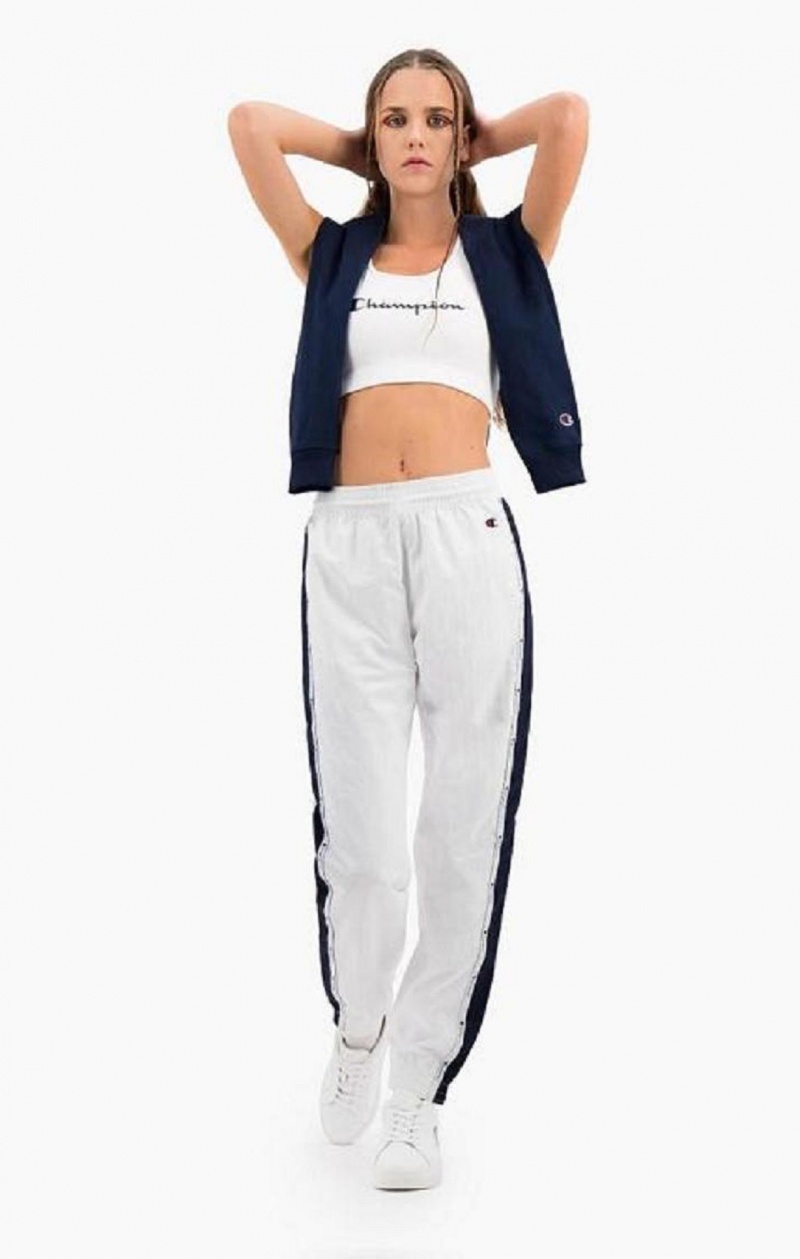 Dámské Jogger Kalhoty Champion Jacquard Logo Tape Track Pants Bílé | 3914-LUWGF