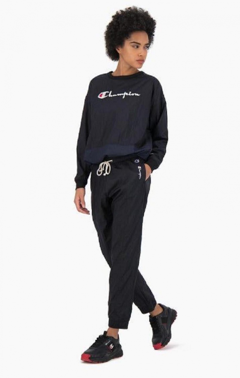 Dámské Jogger Kalhoty Champion Panel Detail Cuffed Track Pants Černé | 1243-HYAJU