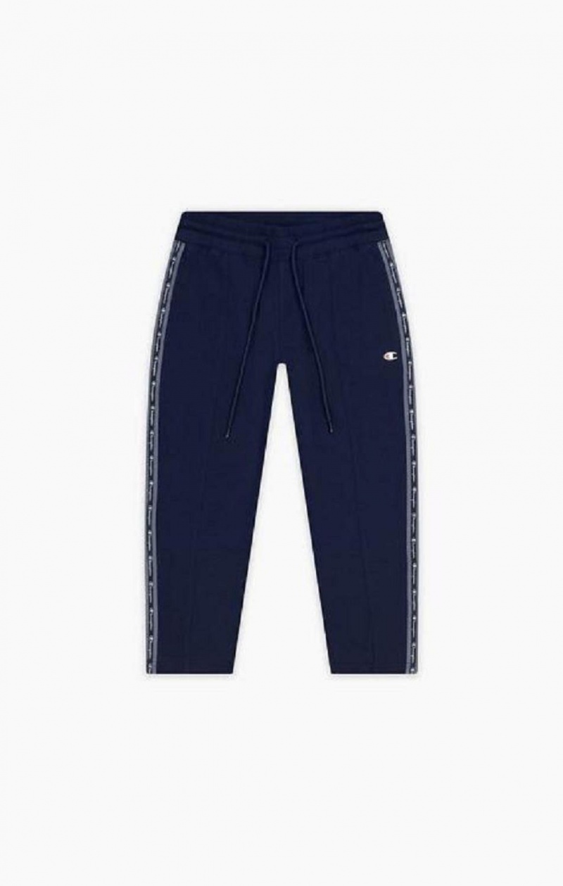 Dámské Jogger Kalhoty Champion Pruhovaný Jacquard Logo Tape Joggers Tmavě Blankyt | 6507-BIOQN