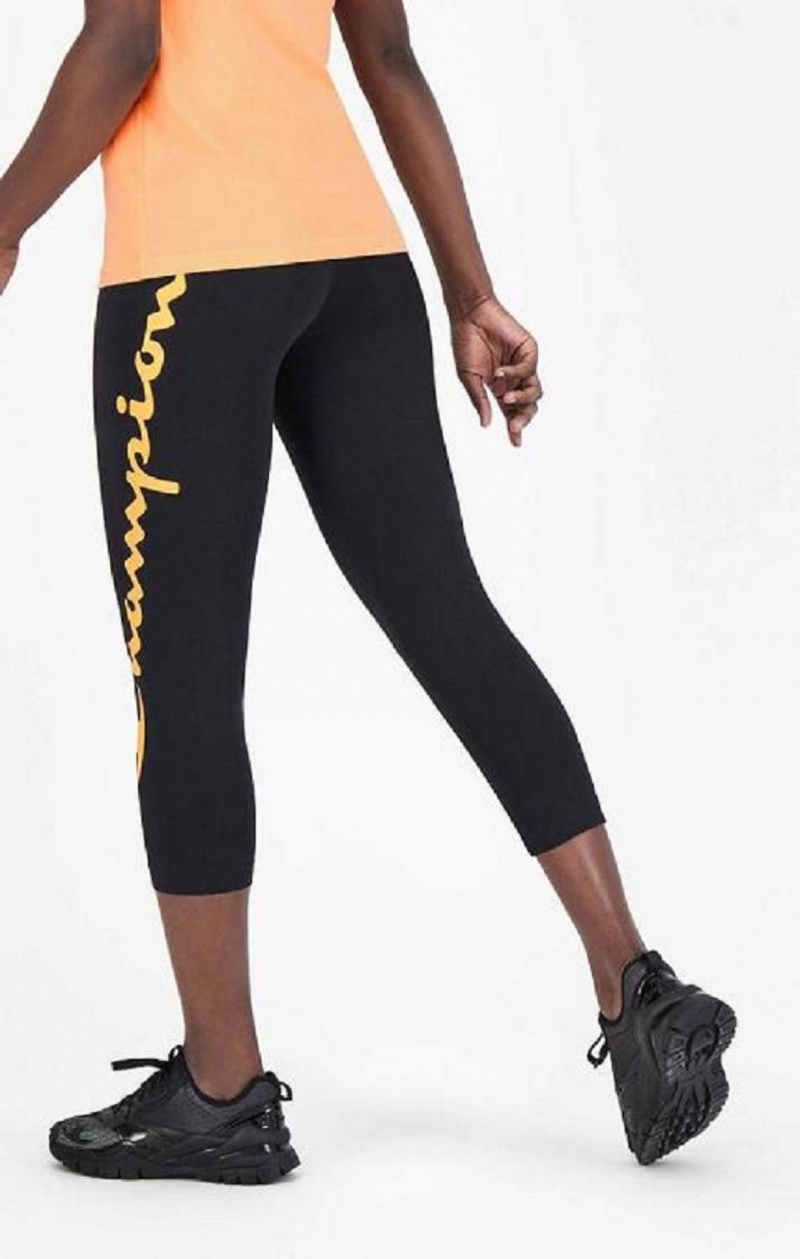 Dámské Jogger Kalhoty Champion Script Logo 7/8 Leggings Černé | 4651-DAFCY