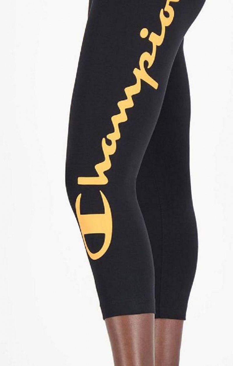 Dámské Jogger Kalhoty Champion Script Logo 7/8 Leggings Černé | 4651-DAFCY