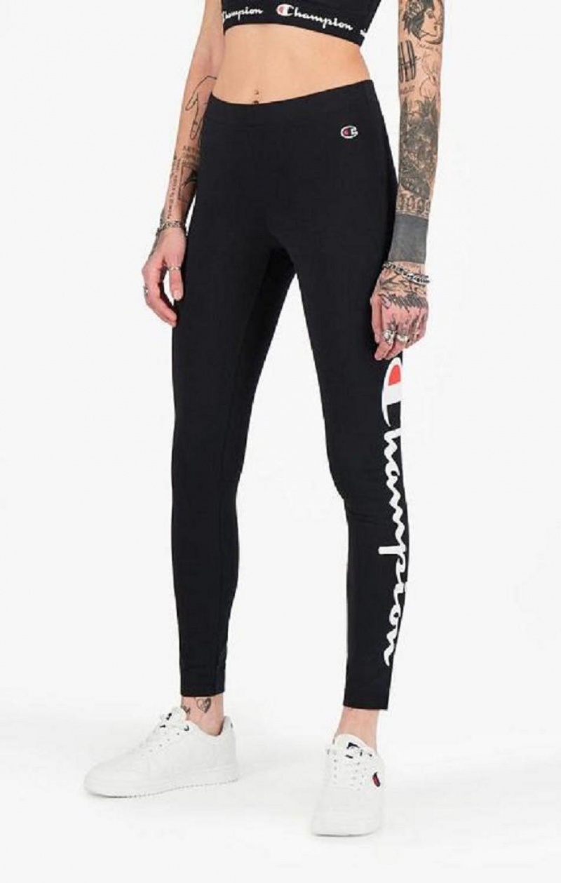 Dámské Jogger Kalhoty Champion Script Logo 7/8 Leggings Černé | 7250-DVFBC