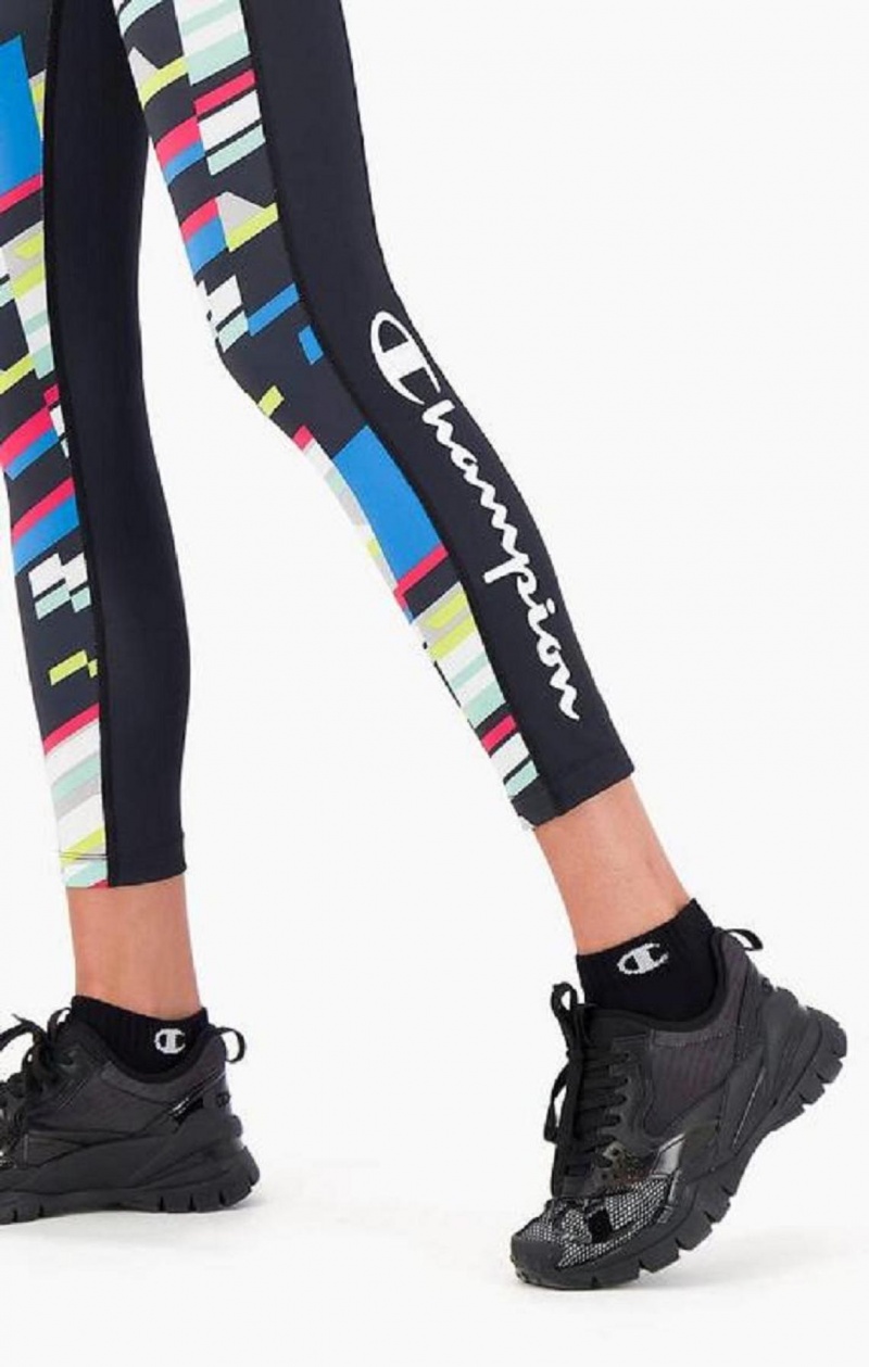 Dámské Jogger Kalhoty Champion Script Logo 90s Stretch Leggings Černé | 7503-EMZKQ