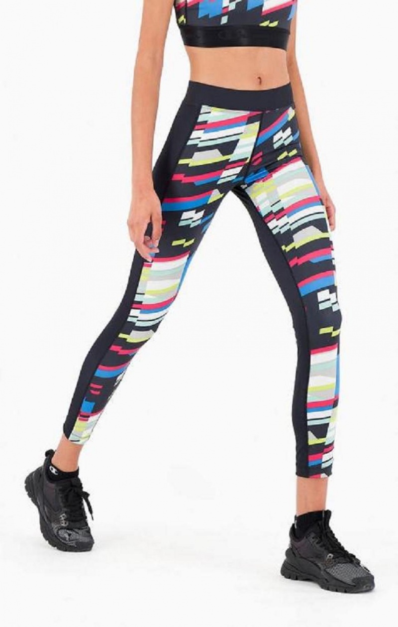 Dámské Jogger Kalhoty Champion Script Logo 90s Stretch Leggings Černé | 7503-EMZKQ