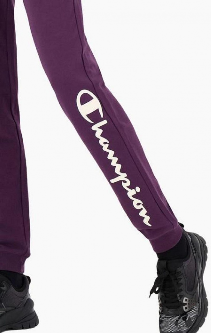 Dámské Jogger Kalhoty Champion Script Logo Fleece Joggers Tmavě Fialové | 2094-OATCI