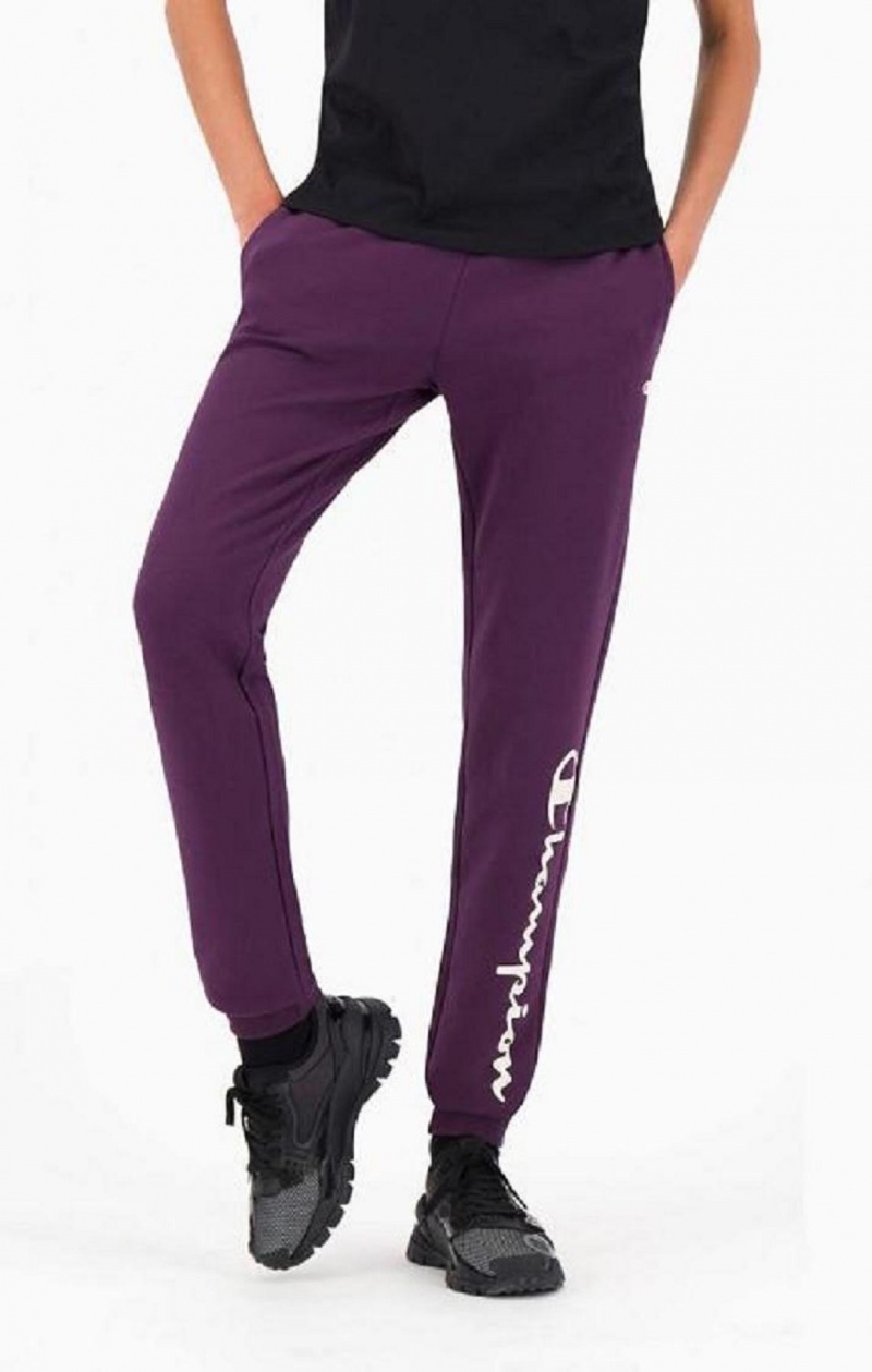 Dámské Jogger Kalhoty Champion Script Logo Fleece Joggers Tmavě Fialové | 2094-OATCI