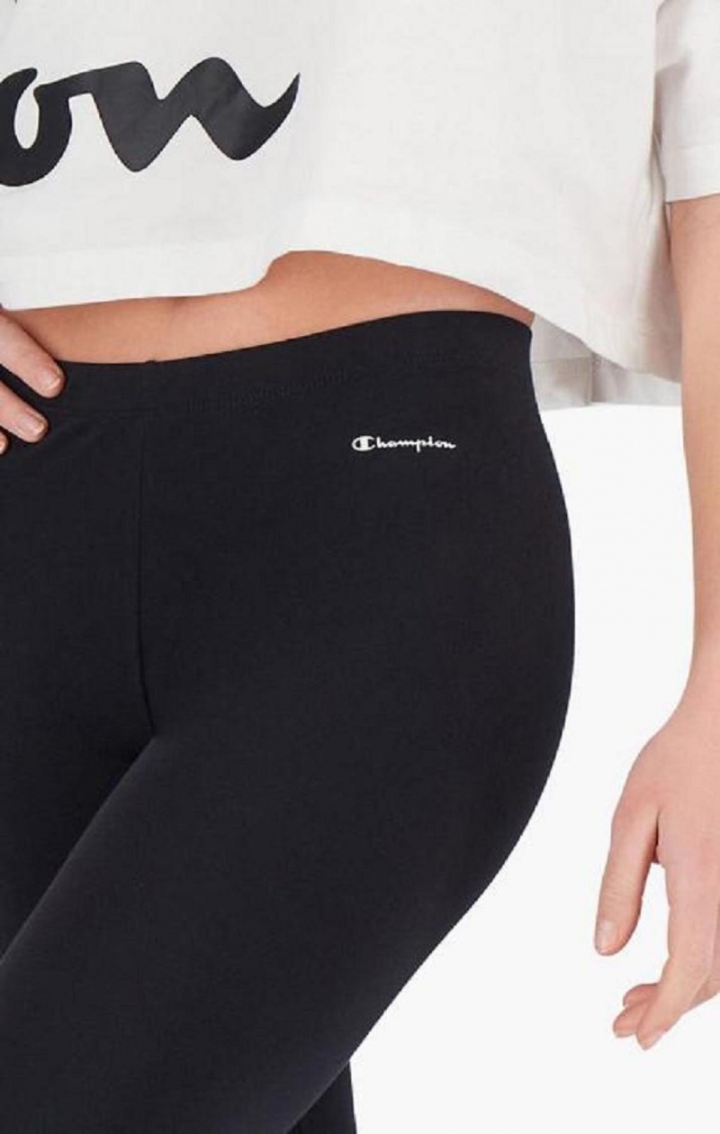 Dámské Jogger Kalhoty Champion Script Logo Stretch Bavlněné Leggings Černé | 2943-HWSKR