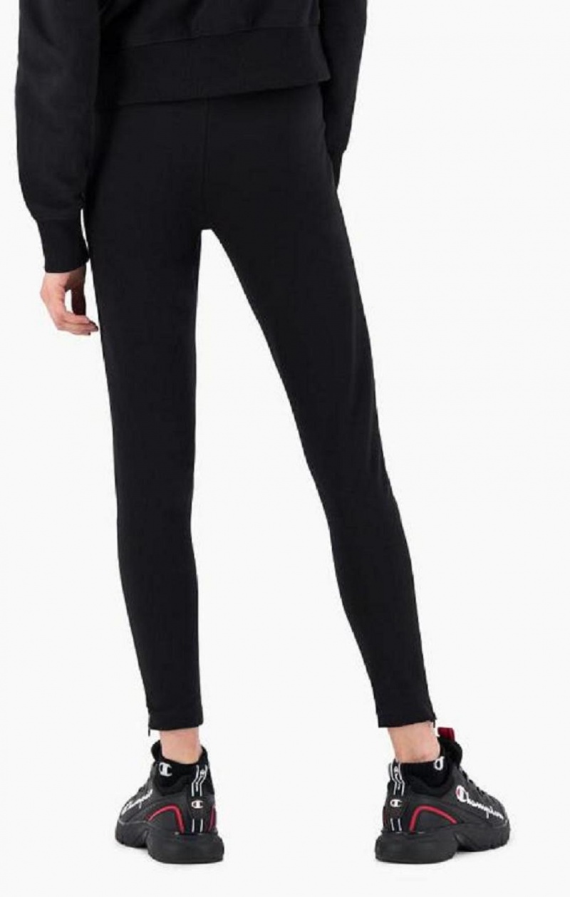 Dámské Jogger Kalhoty Champion Script Logo Waisy Zip Detail Leggings Černé | 6123-TXPCF