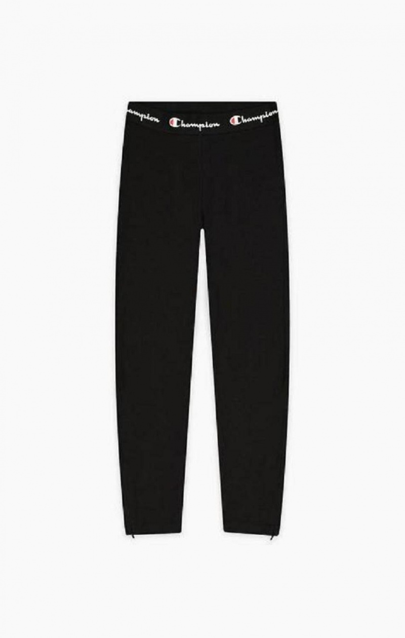 Dámské Jogger Kalhoty Champion Script Logo Waisy Zip Detail Leggings Černé | 6123-TXPCF