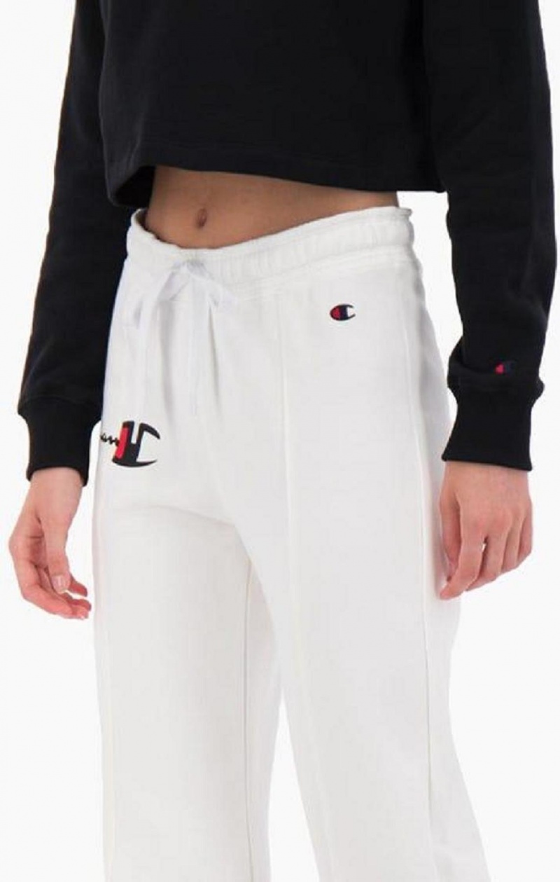 Dámské Jogger Kalhoty Champion Spliced Logo Popper Track Pants Bílé | 0468-BZTIM