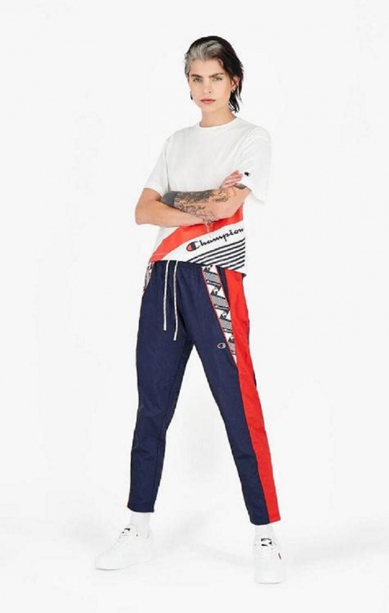 Dámské Jogger Kalhoty Champion Stripe Logo Tape Insert Cigarette Pants Tmavě Tyrkysové | 1203-MIPLJ