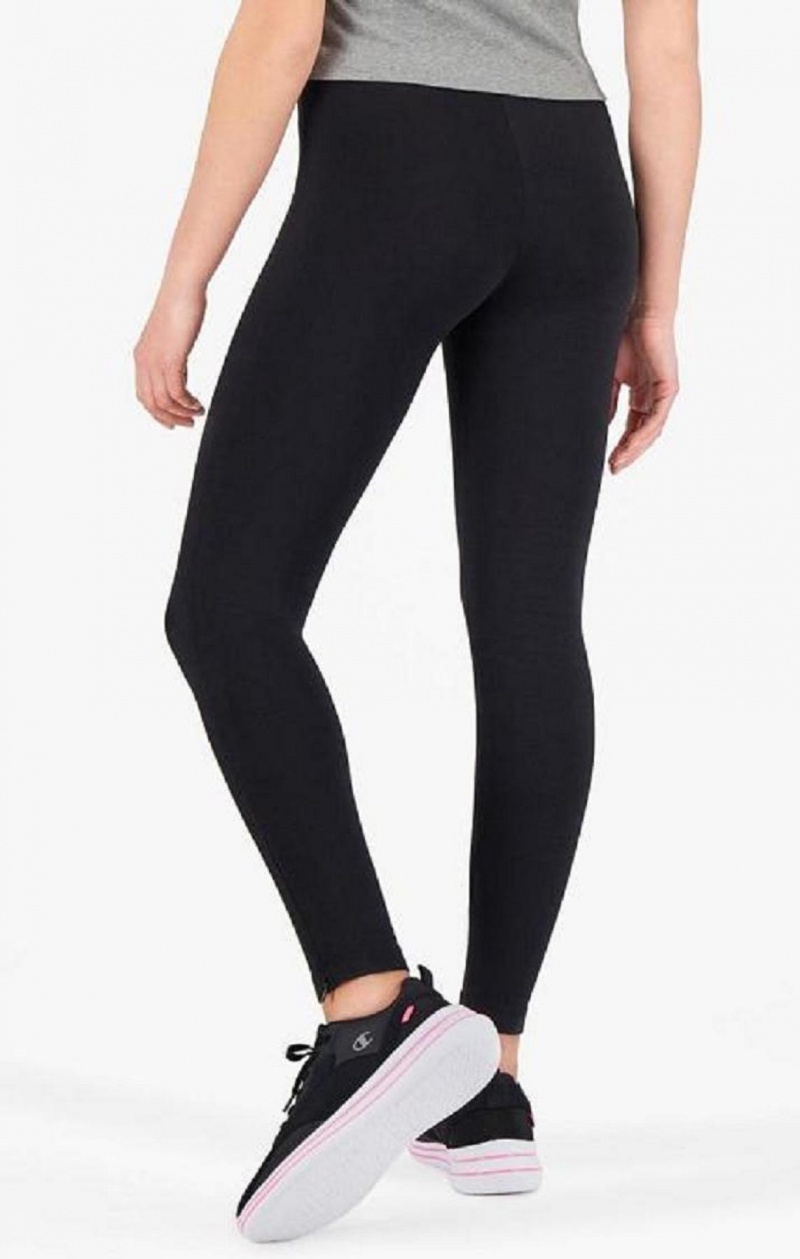 Dámské Jogger Kalhoty Champion Zip Detail Stretch Bavlněné Leggings Černé | 7914-IPZKD