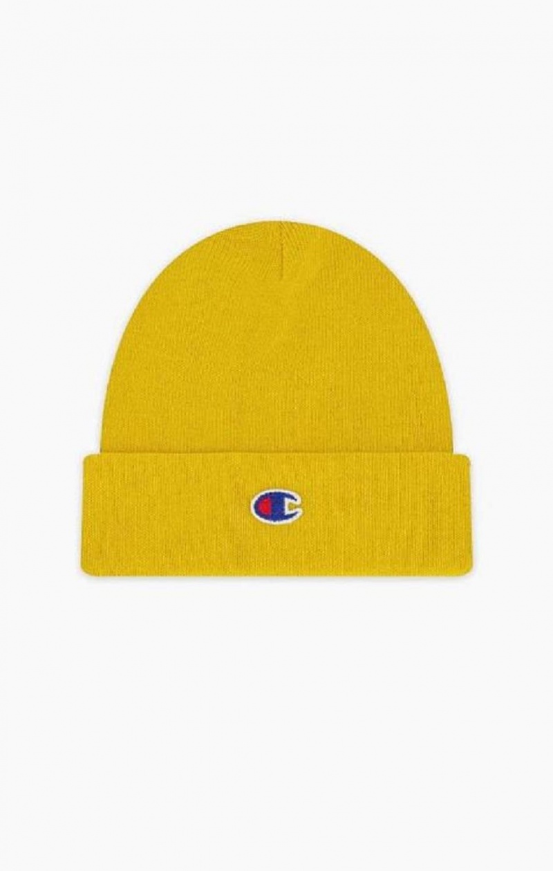 Dámské Klobouky Champion C Logo Recycled Yarn Beanie Hat Žluté | 8576-DLWHS