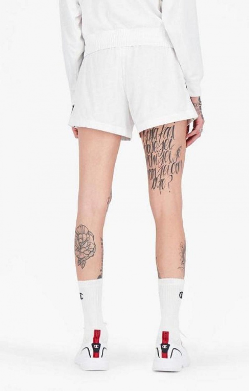 Dámské Kraťasy Champion All-over Script Logo Shorts Bílé | 5410-ODAKC