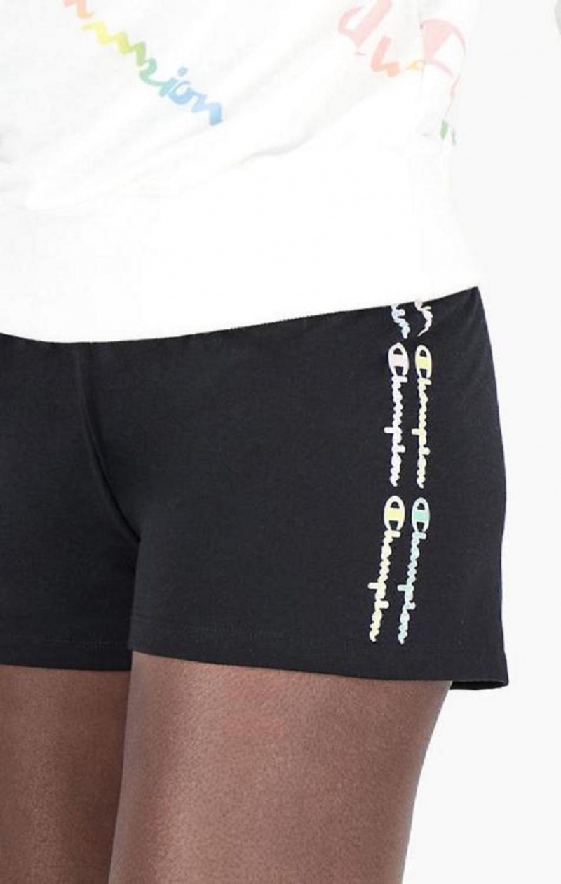 Dámské Kraťasy Champion Script Logo Print Shorts Černé | 2145-DHLFJ