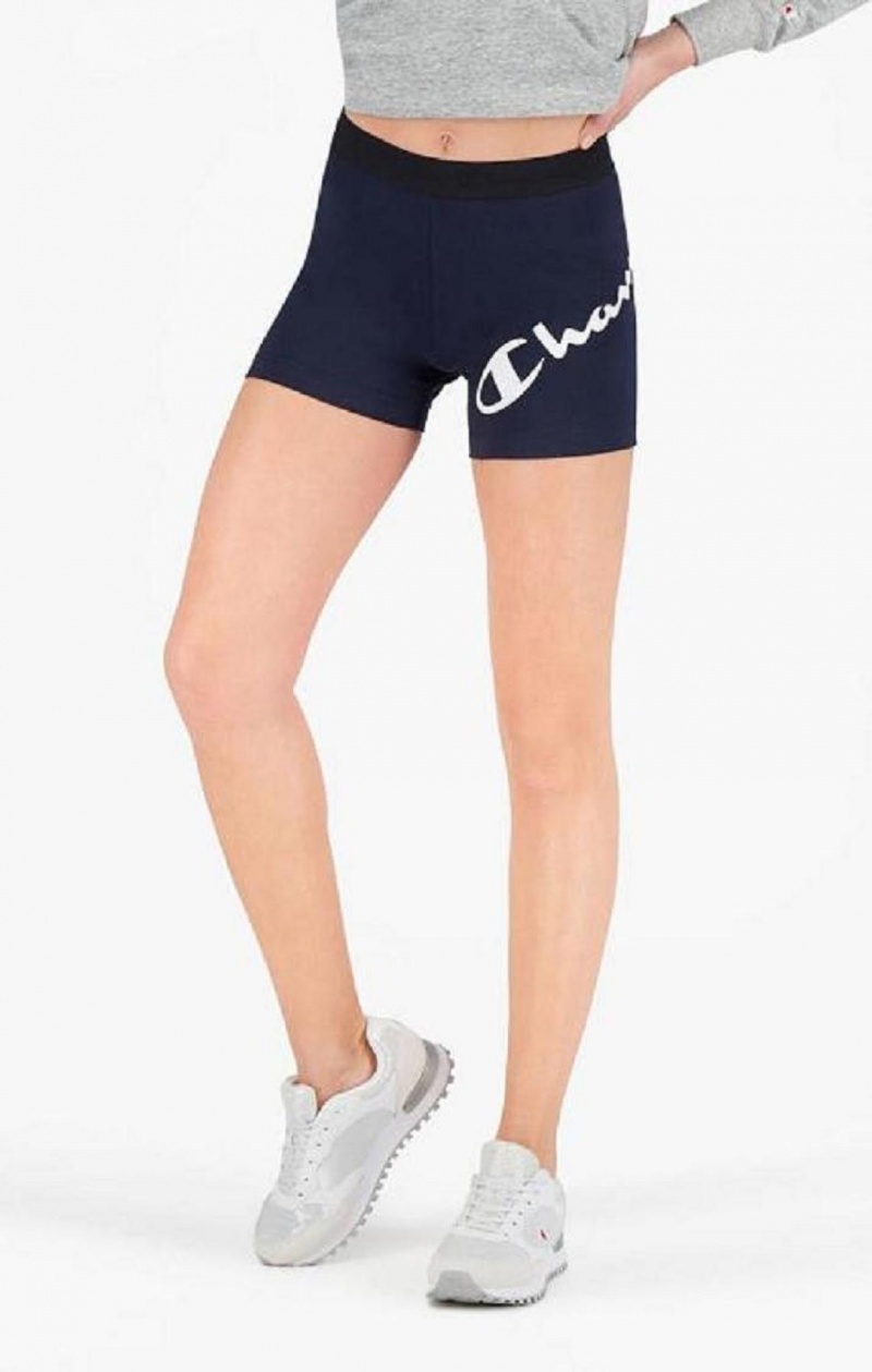 Dámské Kraťasy Champion Script Logo Print Shorts Tmavě Blankyt | 8307-EXLJI