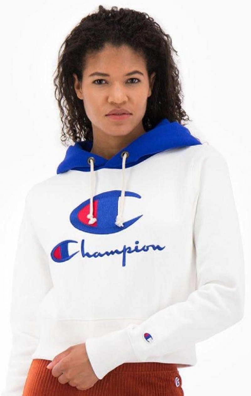 Dámské Mikina s Kapucí Champion Contrast Hood Logo Detail Jersey Hoodie Bílé | 2580-BRKSG