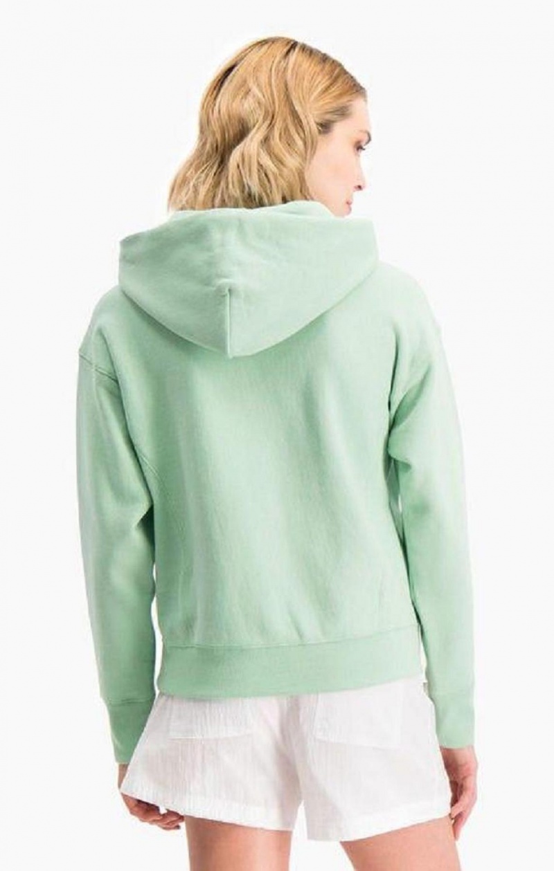 Dámské Mikina s Kapucí Champion Lehké Reverse Weave Oversized Hoodie Světle Zelene | 7543-SVIKZ