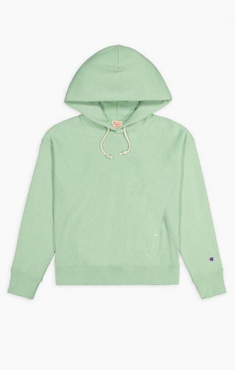 Dámské Mikina s Kapucí Champion Lehké Reverse Weave Oversized Hoodie Světle Zelene | 7543-SVIKZ