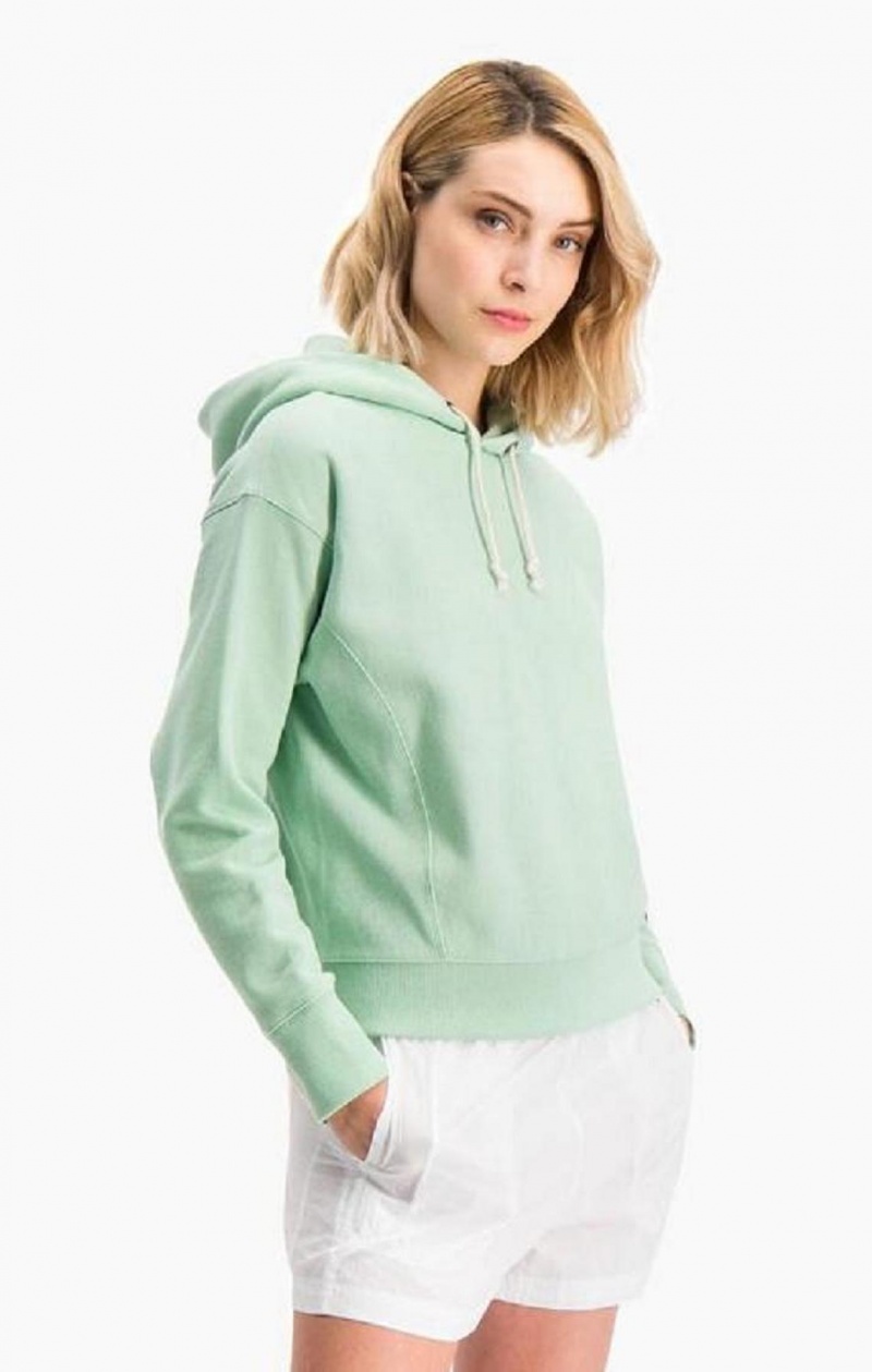 Dámské Mikina s Kapucí Champion Lehké Reverse Weave Oversized Hoodie Světle Zelene | 7543-SVIKZ