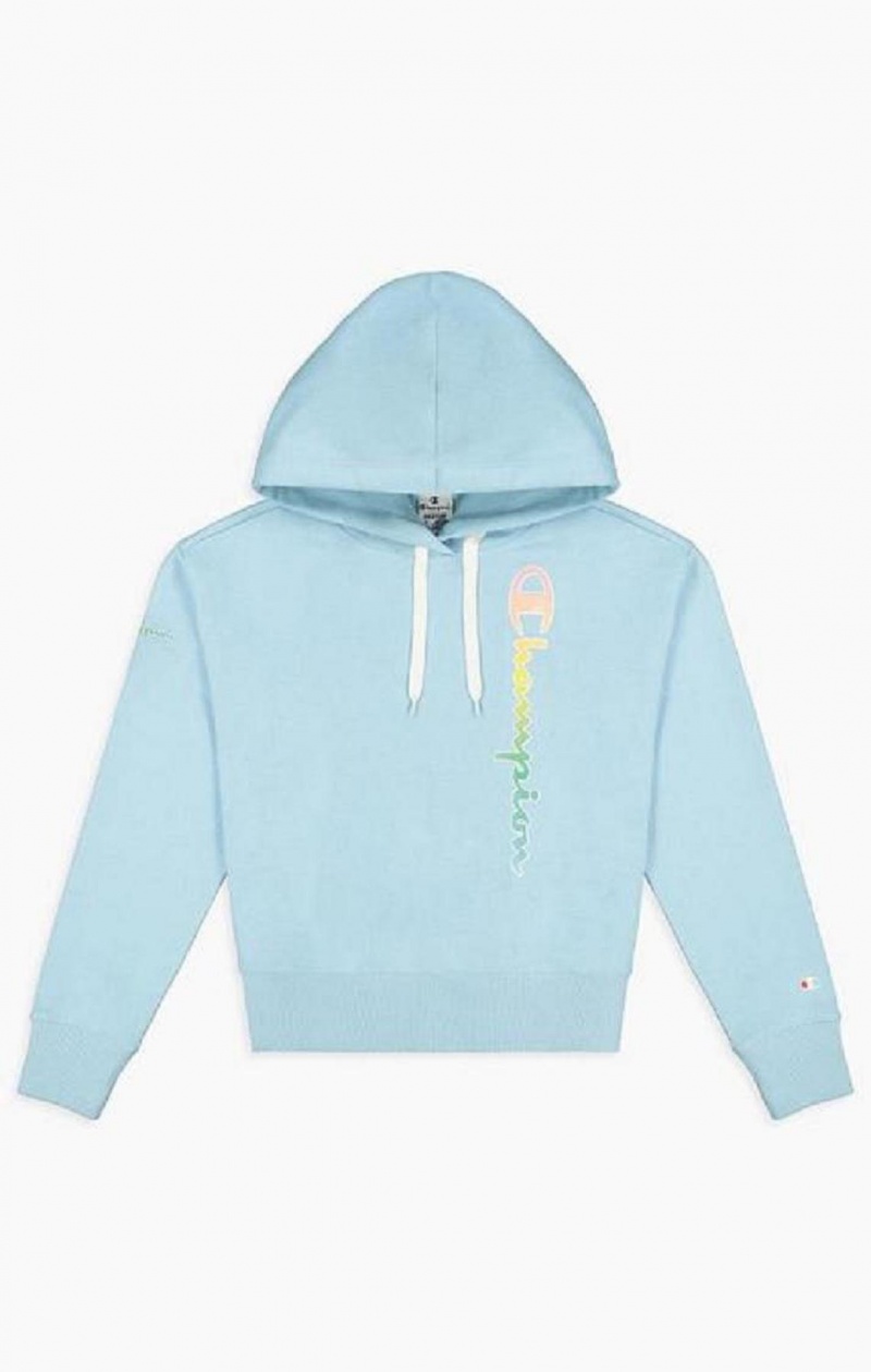 Dámské Mikina s Kapucí Champion Rainbow Script Logo Hoodie Světle Blankyt | 2148-TMHIE