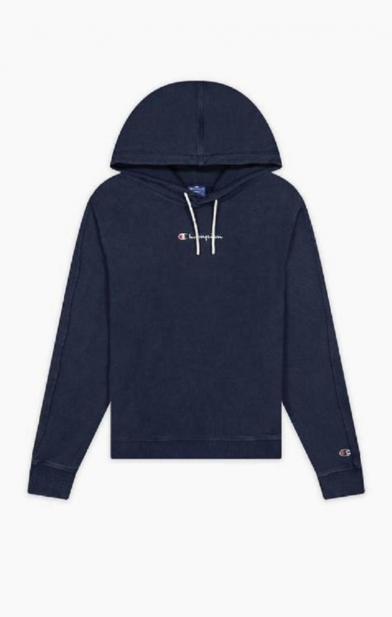 Dámské Mikina s Kapucí Champion Satin Stitch Script Logo Hoodie Tmavě Tyrkysové | 3568-IKQYG