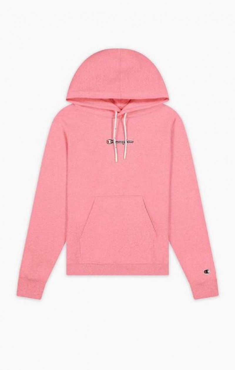 Dámské Mikina s Kapucí Champion Satin Stitch Script Logo Hoodie Růžové | 3409-EIGAD