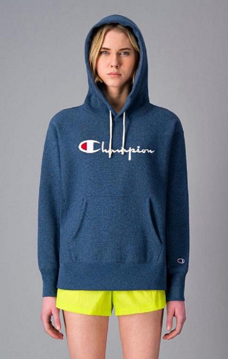 Dámské Mikina s Kapucí Champion Script Logo Reverse Weave Hoodie Tyrkysové | 4081-GHQXI