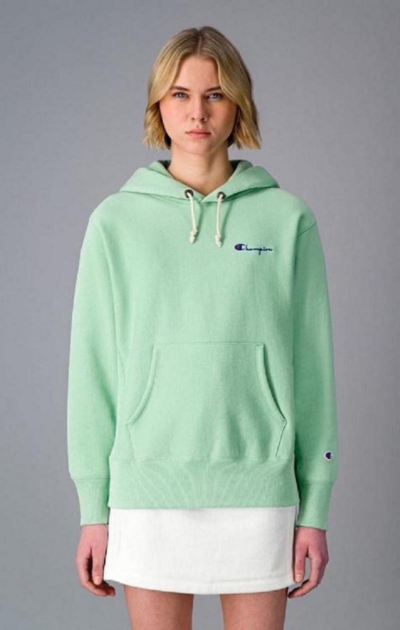 Dámské Mikina s Kapucí Champion Small Script Logo Hoodie Světle Zelene | 3289-AIVBD