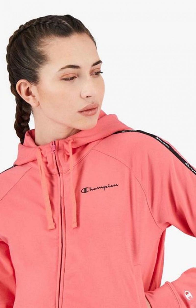 Dámské Mikina s Kapucí Champion Zip-Up Hoodie + Leggings Tracksuit Růžové | 5842-JHTOM