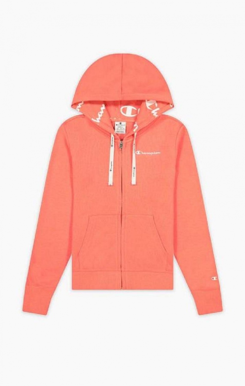 Dámské Mikina s Kapucí Champion Zip-Up Small Script Logo Hoodie Koralove | 4709-NUKBM