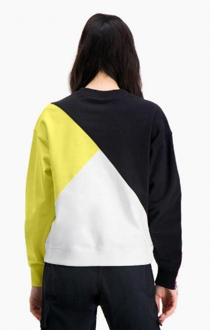 Dámské Mikiny Champion Colour Block Logo Tape Sweatshirt Černé Bílé | 7493-NUQXP