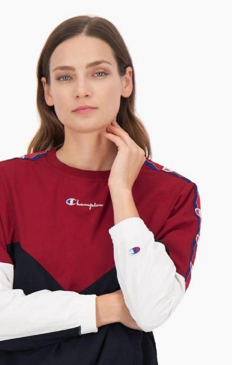 Dámské Mikiny Champion Colour Block Track Sweatshirt Vínové | 7548-OXKED