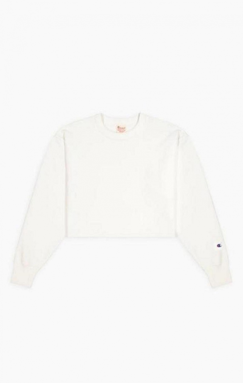 Dámské Mikiny Champion Cropped Reverse Weave Sweatshirt Bílé | 7519-BYSEP