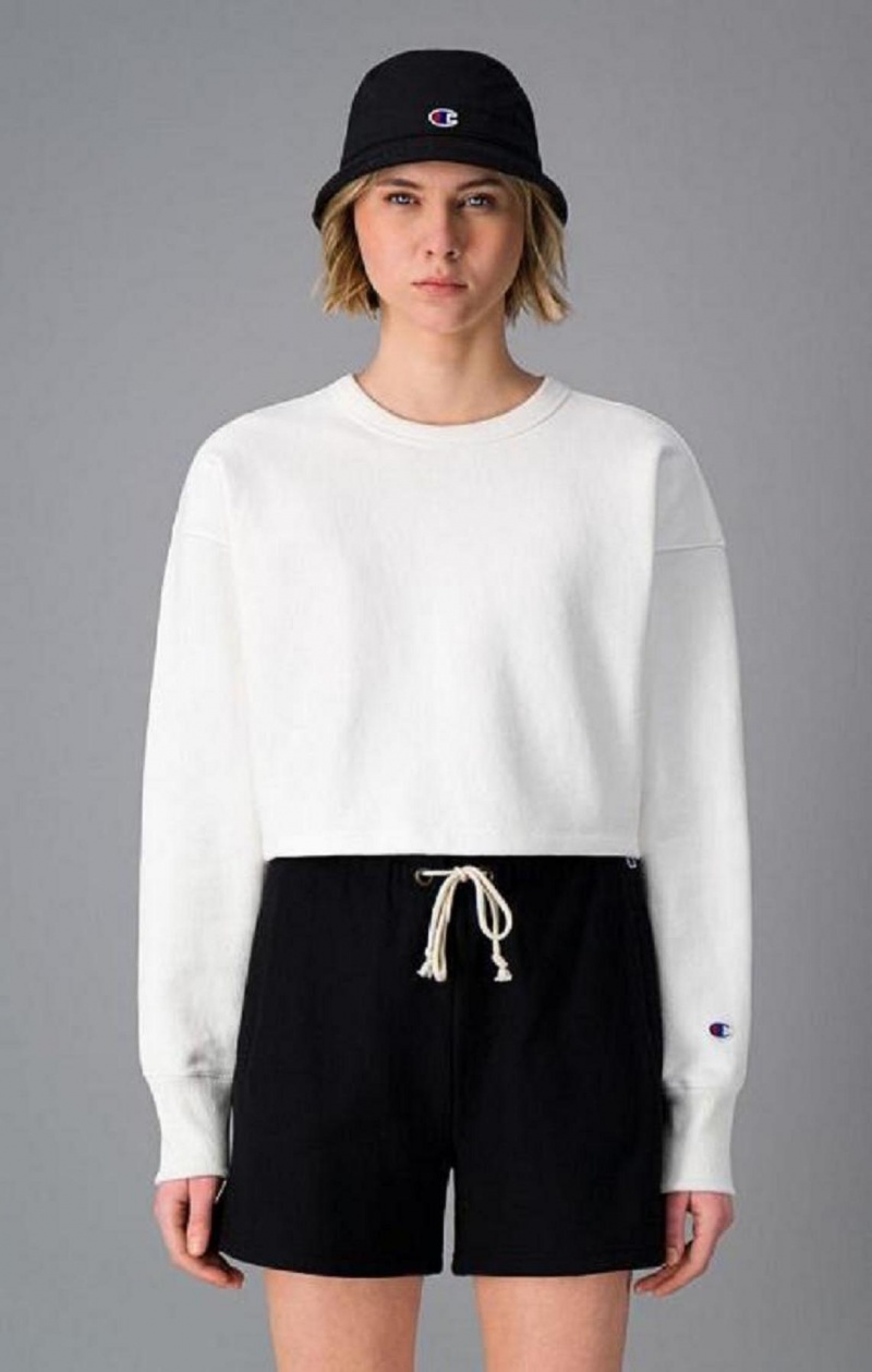 Dámské Mikiny Champion Cropped Reverse Weave Sweatshirt Bílé | 7519-BYSEP