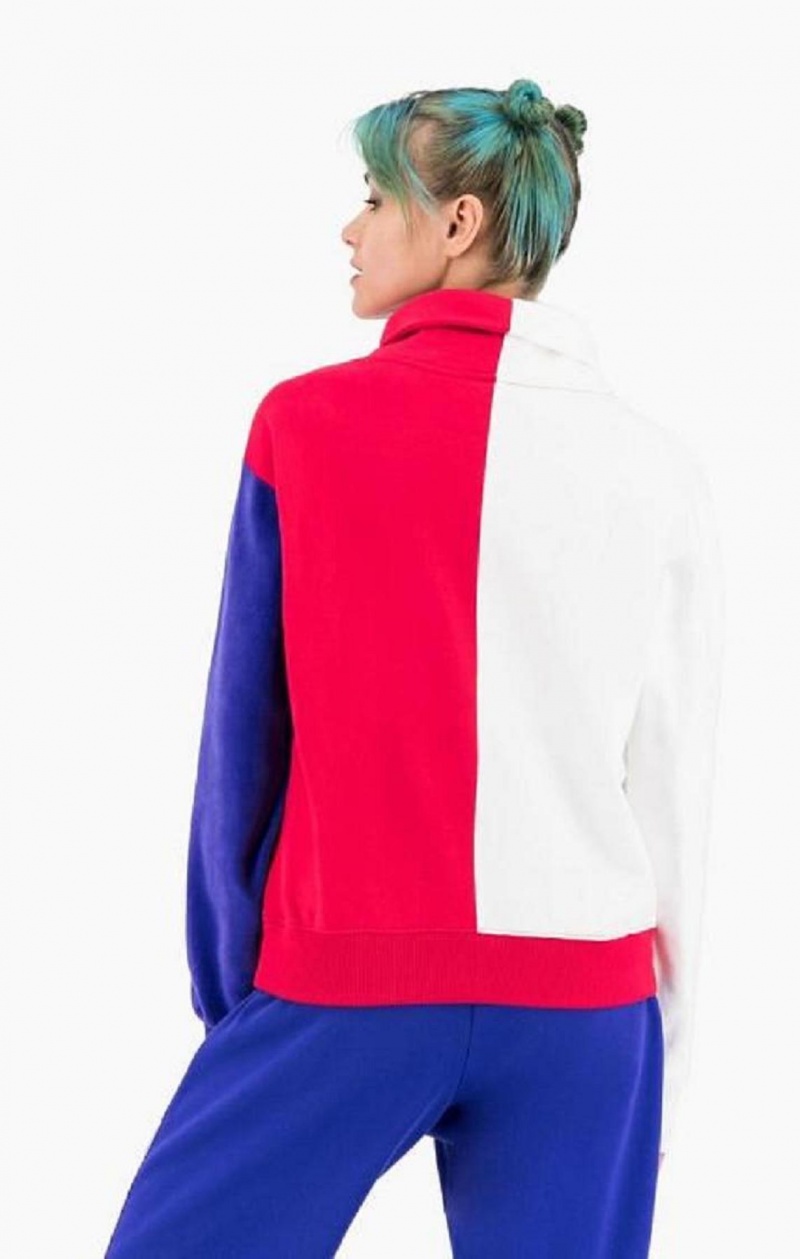 Dámské Mikiny Champion High Neck Colour Block Retro Sweatshirt Červené Bílé | 7821-TECDJ