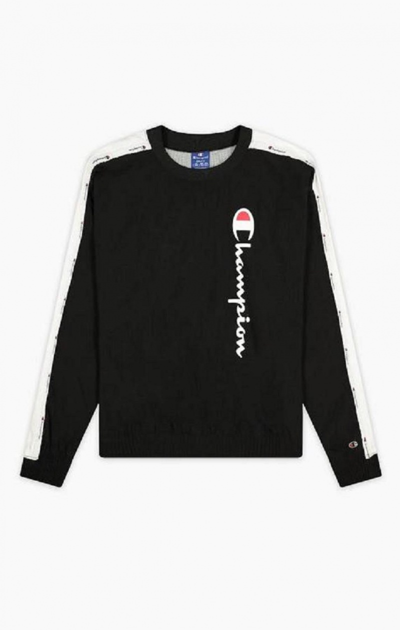 Dámské Mikiny Champion Jacquard Logo Tape Track Sweatshirt Černé | 0593-BWTUC