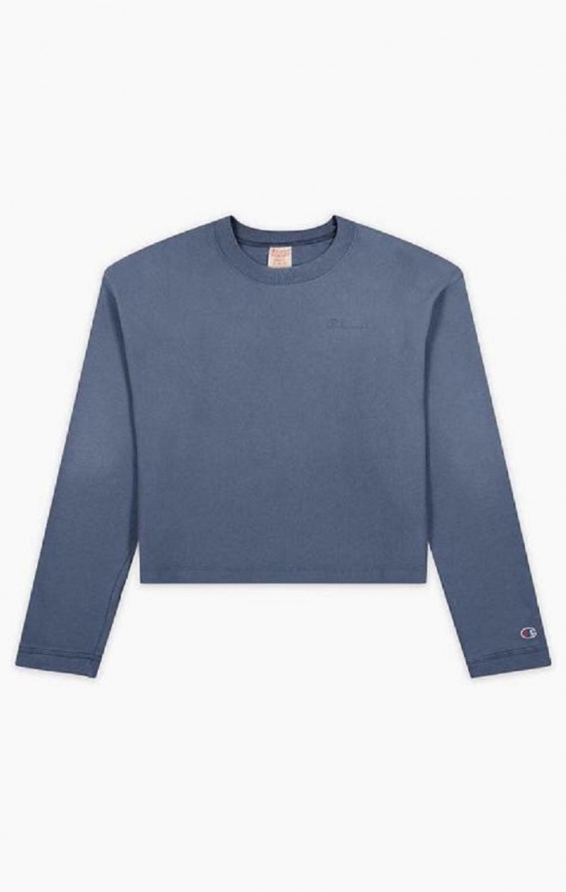 Dámské Mikiny Champion Ombré Wash Cropped Sweatshirt Tmavě Tyrkysové | 4605-DFAUL