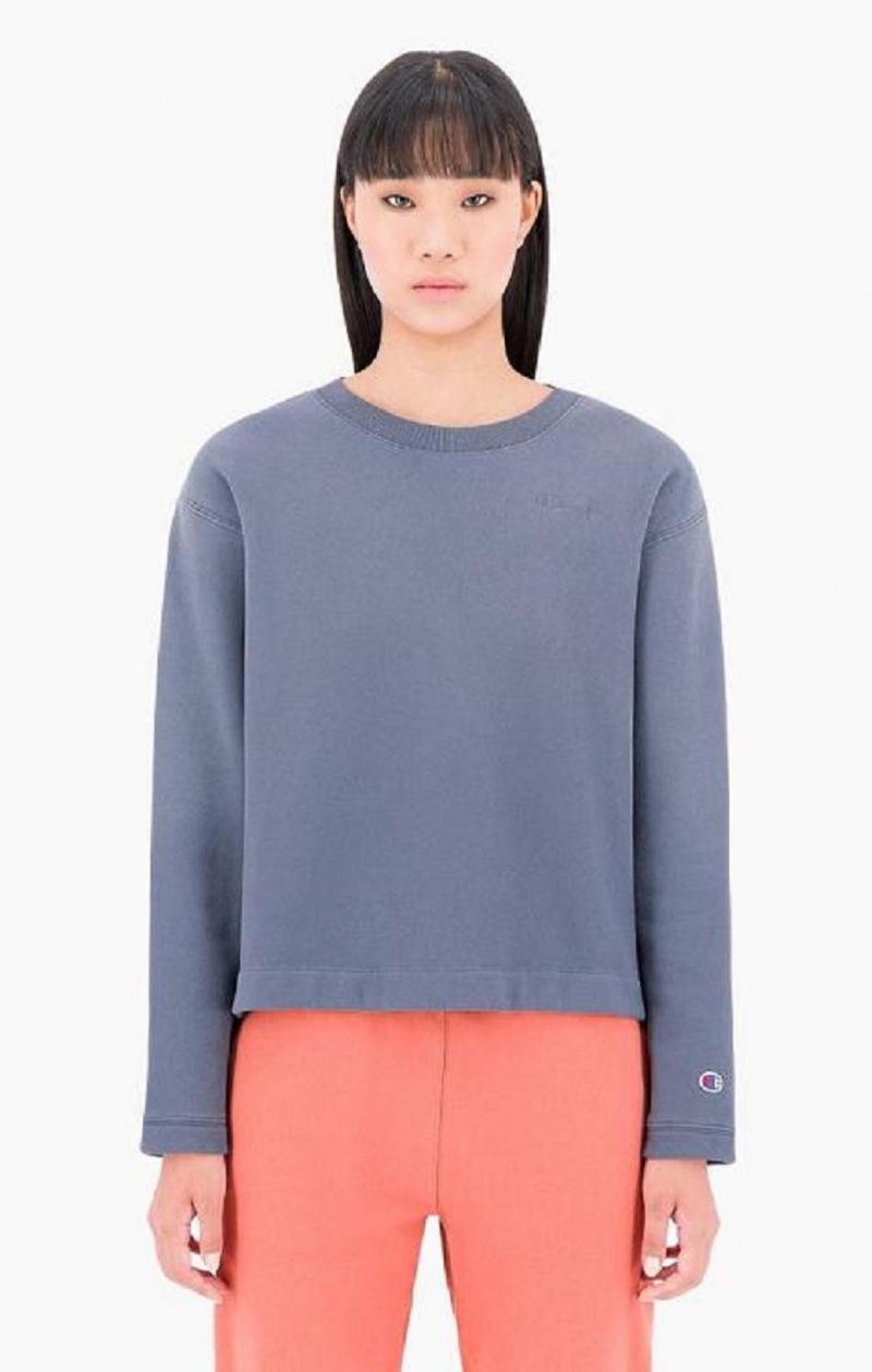 Dámské Mikiny Champion Ombré Wash Cropped Sweatshirt Tmavě Tyrkysové | 4605-DFAUL