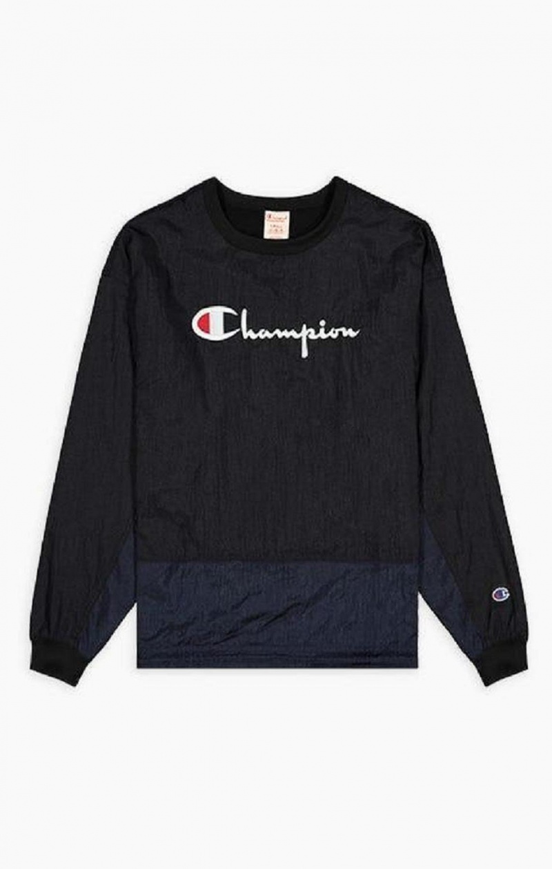 Dámské Mikiny Champion Panel Detail Script Logo Sweatshirt Černé | 1270-GDPFA