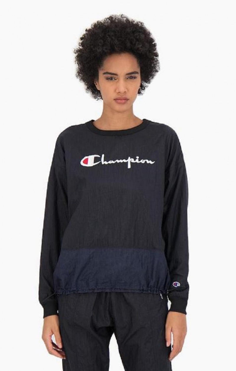 Dámské Mikiny Champion Panel Detail Script Logo Sweatshirt Černé | 1270-GDPFA