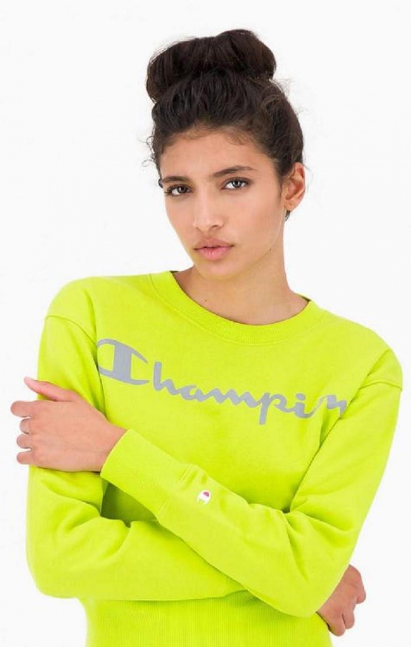 Dámské Mikiny Champion Reflective Logo Fleece Sweatshirt Olivy Zelené Zelene | 6194-ZWYXQ