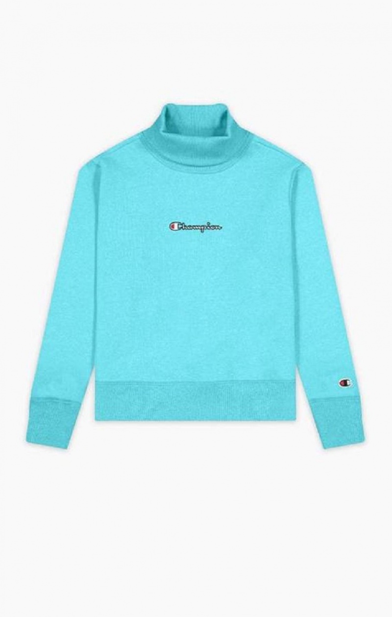 Dámské Mikiny Champion Satin Stitch Script Logo Sweatshirt Tyrkysové | 5392-KJGTZ