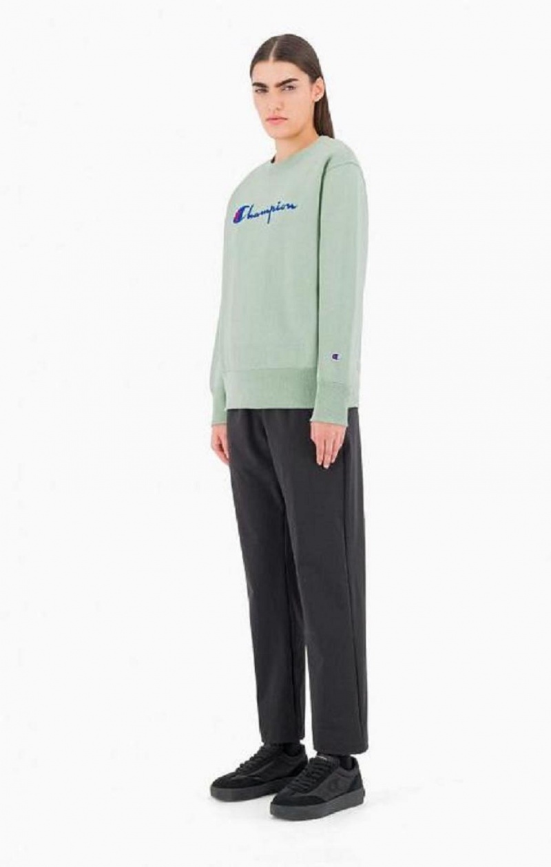 Dámské Mikiny Champion Script Logo Reverse Weave Sweatshirt Zelene | 6850-ESYIO