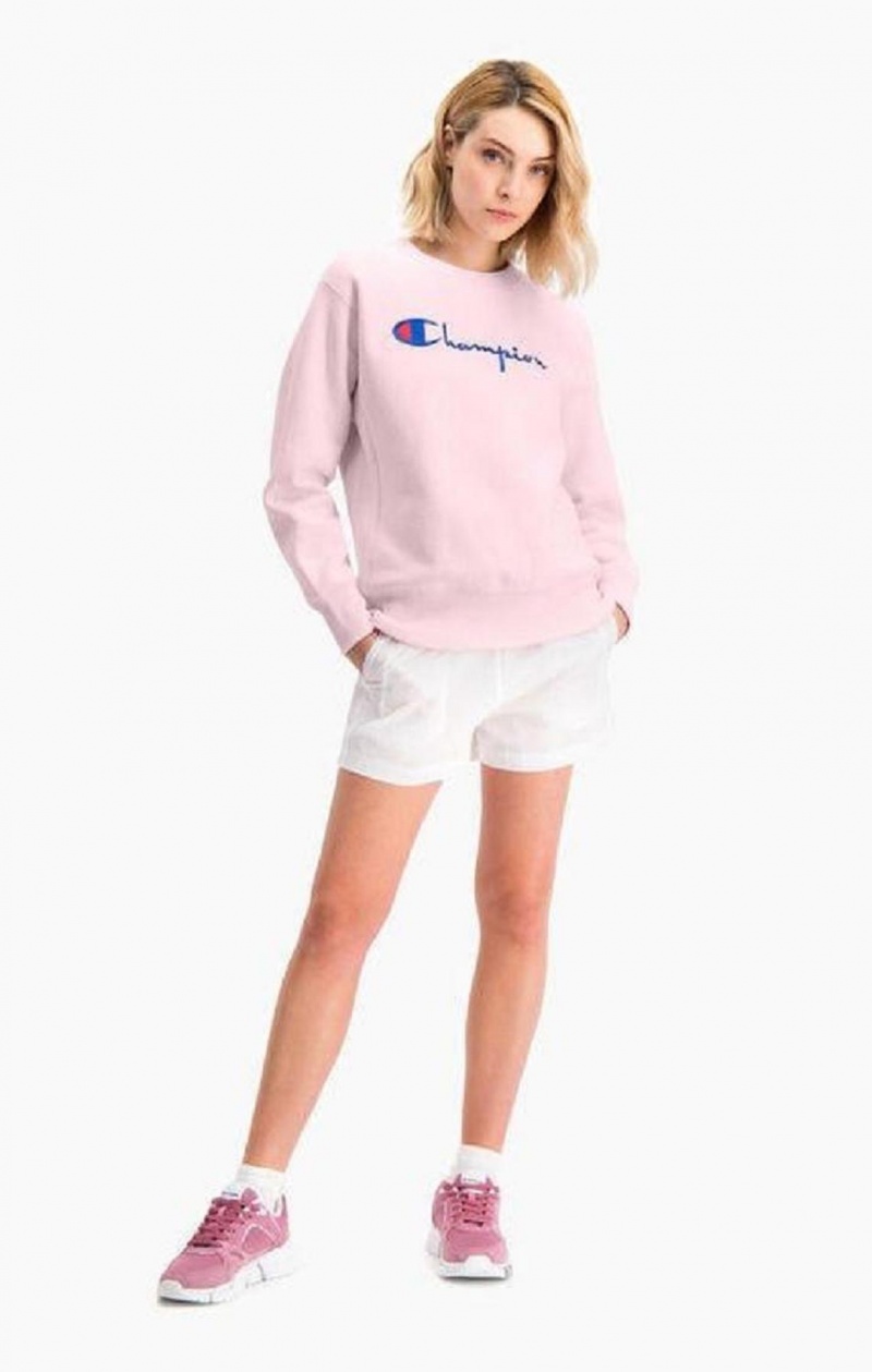 Dámské Mikiny Champion Script Logo Reverse Weave Sweatshirt Růžové | 5487-KONSU